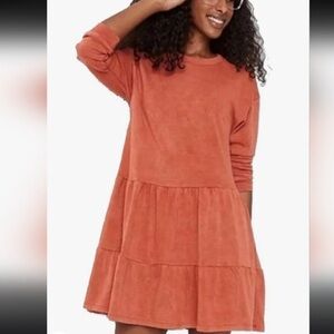Orange Long Sleeve Sweater Dress